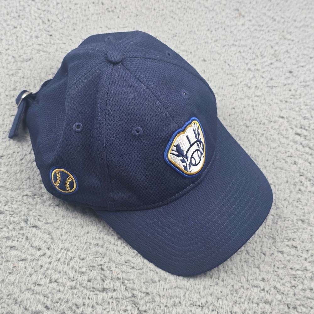 New Era Milwaukee Brewers Baseball Hat Mens OSFM Navy Blue 9TWENTY Adjustable